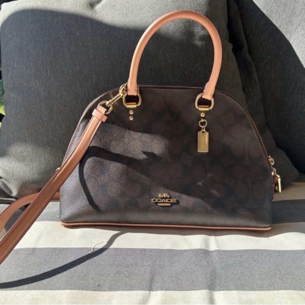 #29 Coach Dark Brown and Tan Satchel
